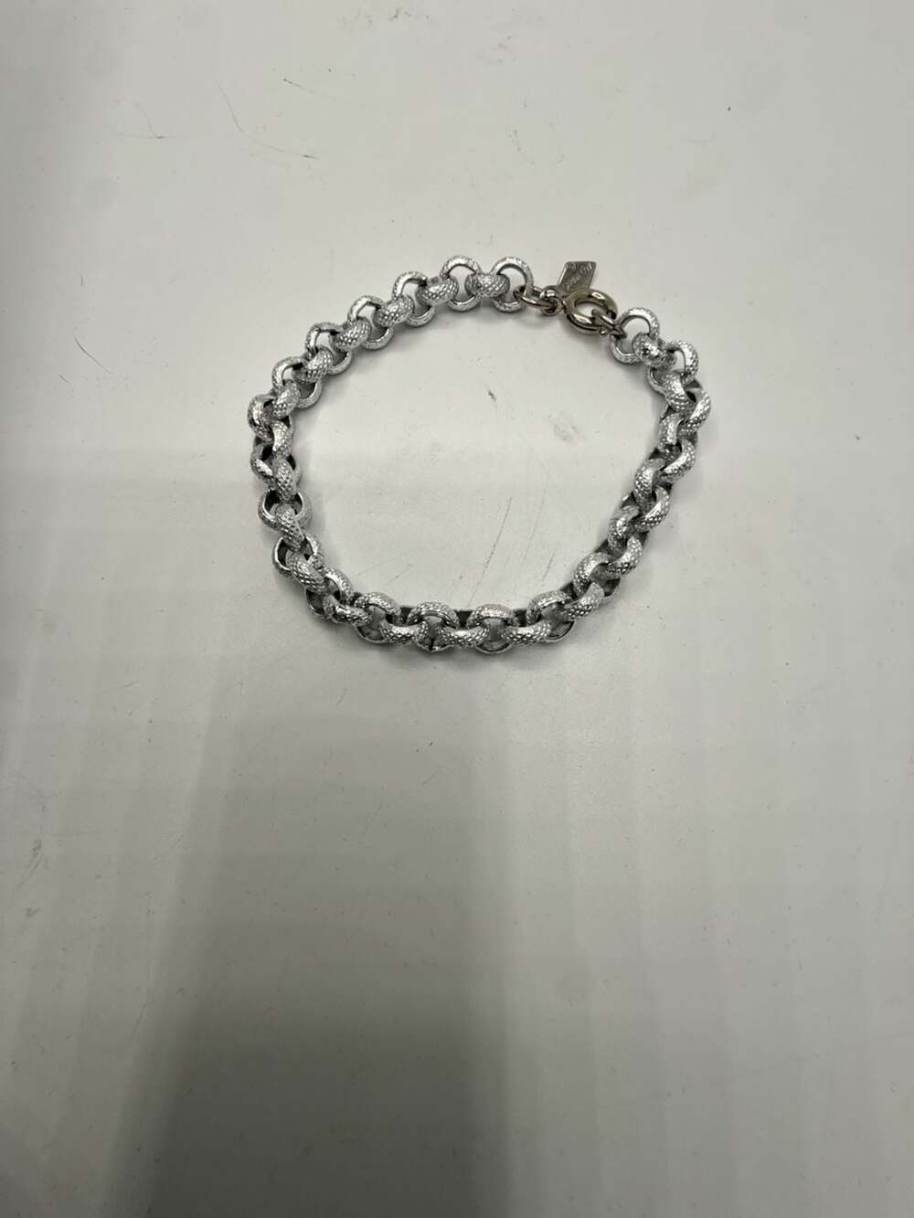 Sarah Coventry Silver Tone Chunky Textured Rolo Chain Bracelet